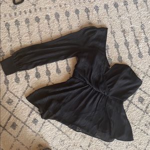 One sleeve Black Flowy Top